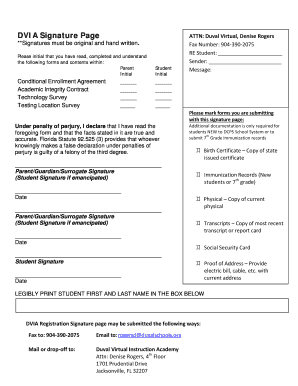 DVIA Student Registration Signature Page