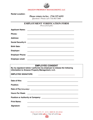 Employment Verification Form