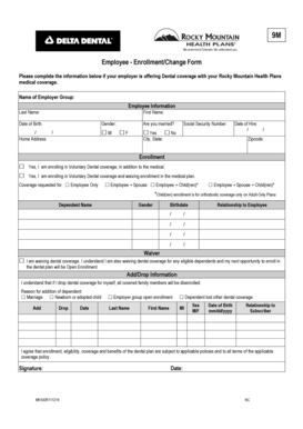 Employee Dental Enrollment Form