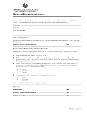Thesis and Dissertation Attachment Form