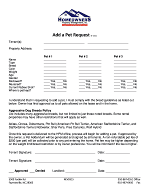 Add a Pet Request Form