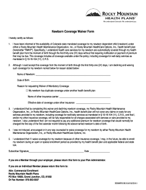 Newborn Coverage Waiver Form