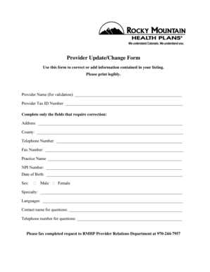 Provider Update/Change Form