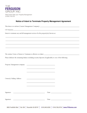 Permission to occupy template - Notice of Intent to Terminate Property Management Agreement