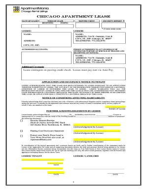 Chicago Apartment Lease Agreement