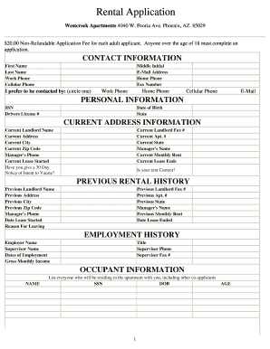Rental Application Form