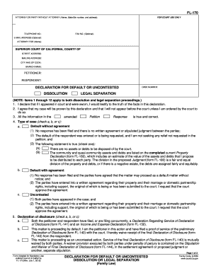 California Declaration for Default or Uncontested Divorce