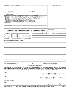 Stipulation and Order on Request for Order