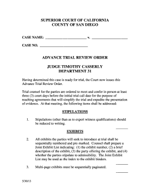 California Advance Trial Review Order