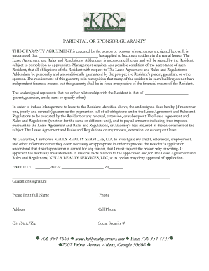 Parental Guaranty Agreement
