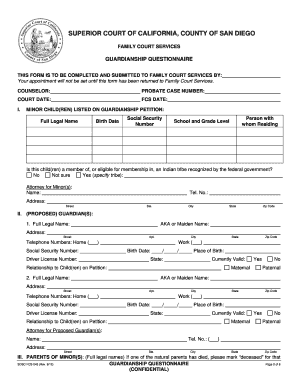 California Guardianship Questionnaire