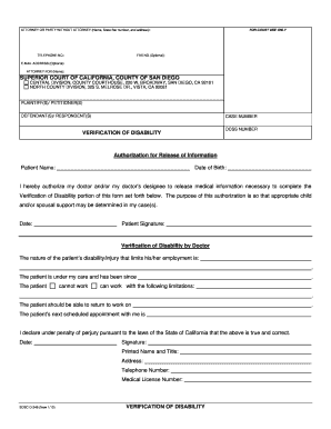 California Verification of Disability Form