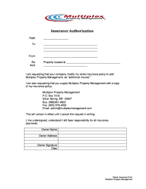 Insurance Authorization Form