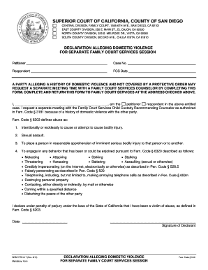 Fillable Online sdcourt ca DECLARATION ALLEGING DOMESTIC VIOLENCE Fax ...