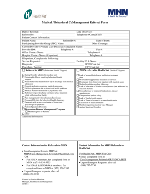 Medical Behavioral CoManagement Referral Form