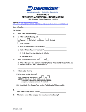 Bearings Information Form