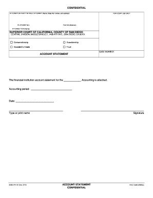 California Account Statement for Conservatorship
