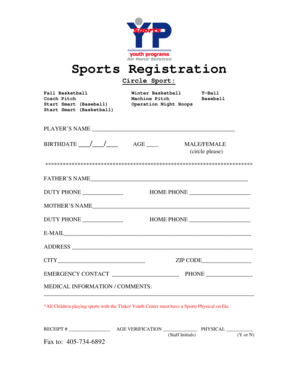 Sports Registration Form