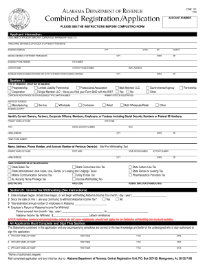 Alabama COM: 101 Combined Registration/Application