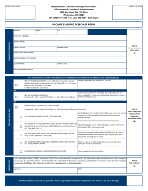 Vacant Building Response Form