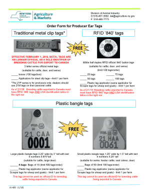 New York Producer Ear Tags Order Form