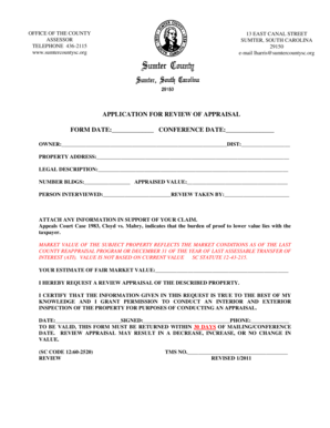Application for Review of Appraisal