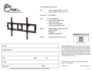 Universal Tilting TV Mount Rebate Form