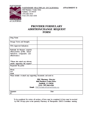 Provider Formulary Addition/Change Request Form