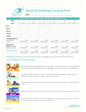 Shape Up Challenge Tracking Form
