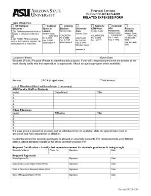 Business Meals and Related Expenses Form