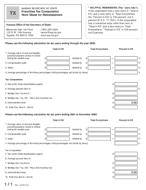 Kansas Franchise Tax Computation
