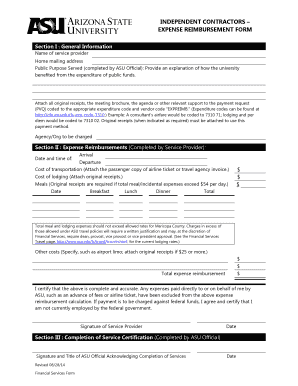 ASU Independent Contractor Expense Reimbursement Form