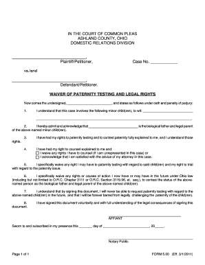 Waiver of Paternity Testing and Legal Rights