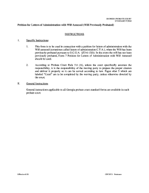 Georgia Petition for Letters of Administration with Will Annexed