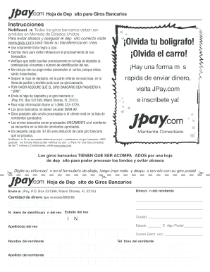 Hoja de Depósito para Giros Bancarios