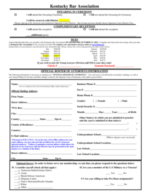 Kentucky Bar Association Swearing Ceremony Form