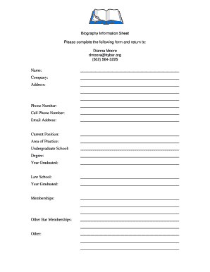 Biography Information Sheet