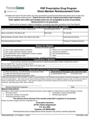PDP Prescription Drug Reimbursement Form