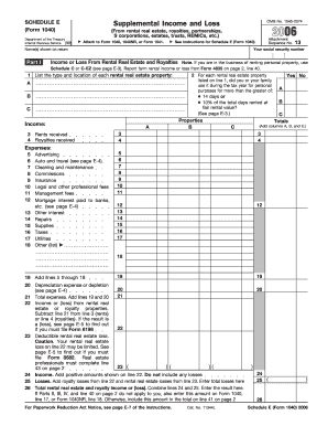 Schedule E Form 1040 Supplemental Income and Loss