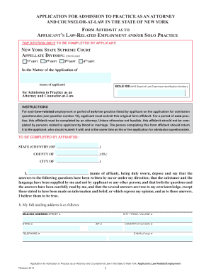 New York Attorney Admission Affidavit