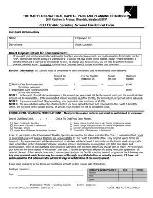 Maryland Flexible Spending Account Enrollment Form