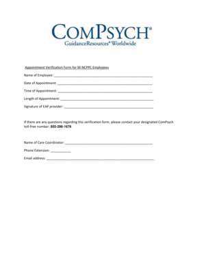 Appointment Verification Form for Employees