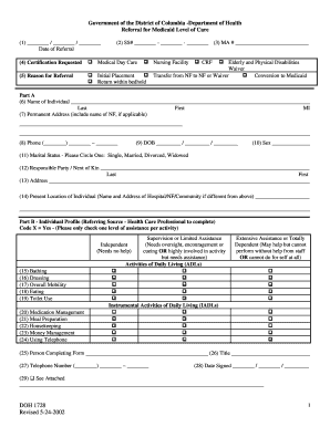 District of Columbia Medicaid Level of Care Referral Form