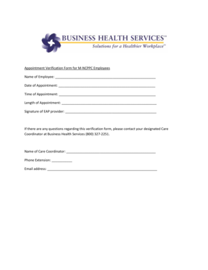Appointment Verification Form for Employees