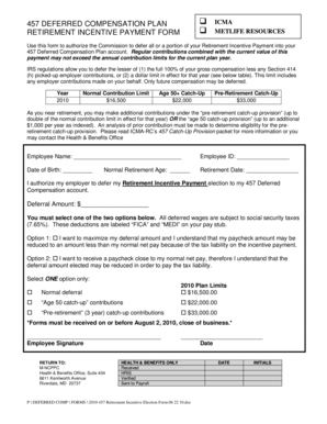 457 Deferred Compensation Retirement Incentive Form
