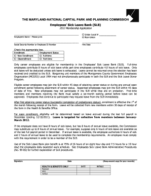 Maryland Sick Leave Bank Membership Application