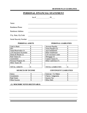 Personal Financial Statement Form