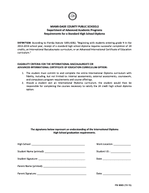 Miami-Dade County High School Diploma Requirements