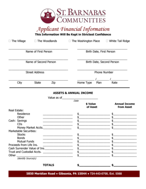 Applicant Financial Information Form
