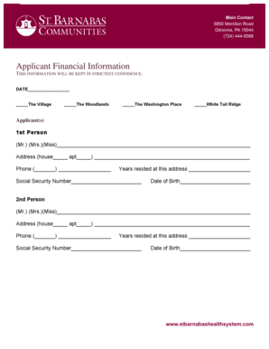 Applicant Financial Information Form